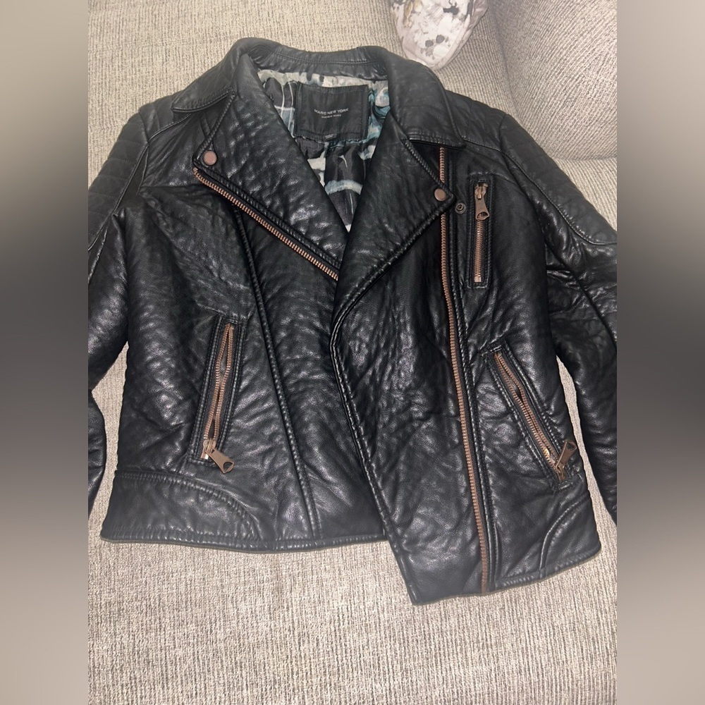 Marc New York faux Black Leather Jacket with Quilted Design - Picture 4 of 8